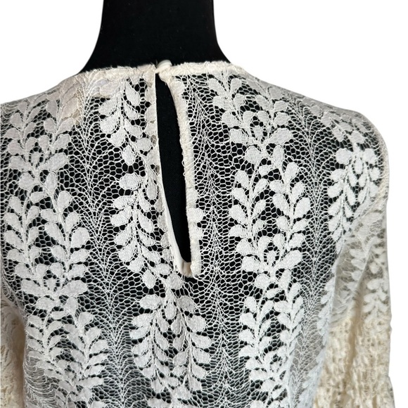 Michael Michael Kors Ivory Bell Sleeve Lace Dress Size M - Picture 4 of 15